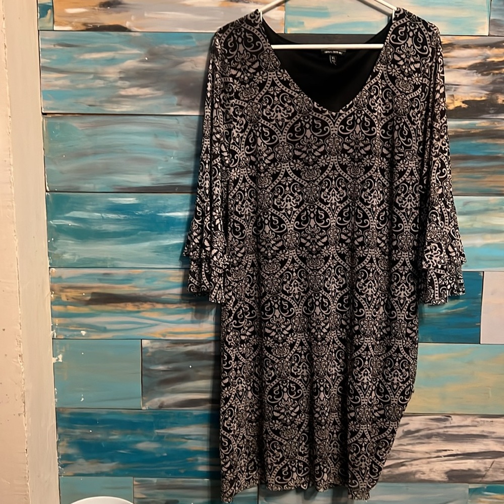 Allison Brittney retro ruffle bell sleeve dress size Extra Large